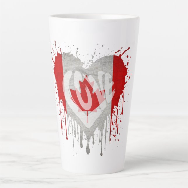 Taza De Café Latte Bandera de amor Canadá (Anverso)