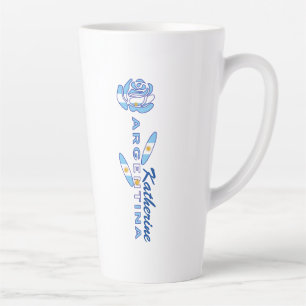 Taza De Café Latte Bandera de Argentina Personalizada Rosa