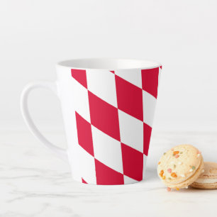 Taza De Café Latte Bandera de Baviera con patrón de diamante rojo y b