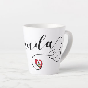 Taza De Café Latte Bandera De Bermudas En El Corazón