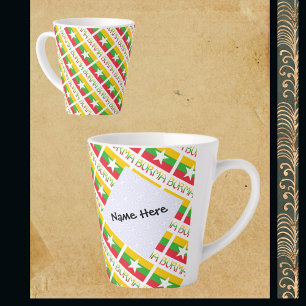 Taza De Café Latte Bandera de Birmania y Myanmar Personalizada en mos