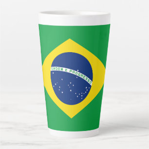 Taza De Café Latte Bandera de Brasil Patriótica