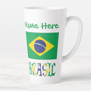 Taza De Café Latte Bandera de Brasil Personalizada Pequeña