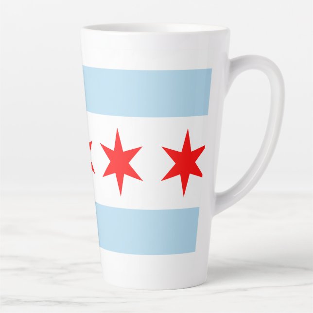 Taza De Café Latte Bandera de Chicago, Illinois (Derecha)