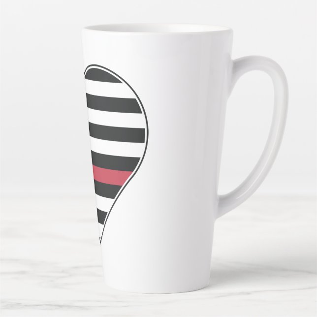 Taza De Café Latte Bandera de Corazón de Línea Roja (Derecha)