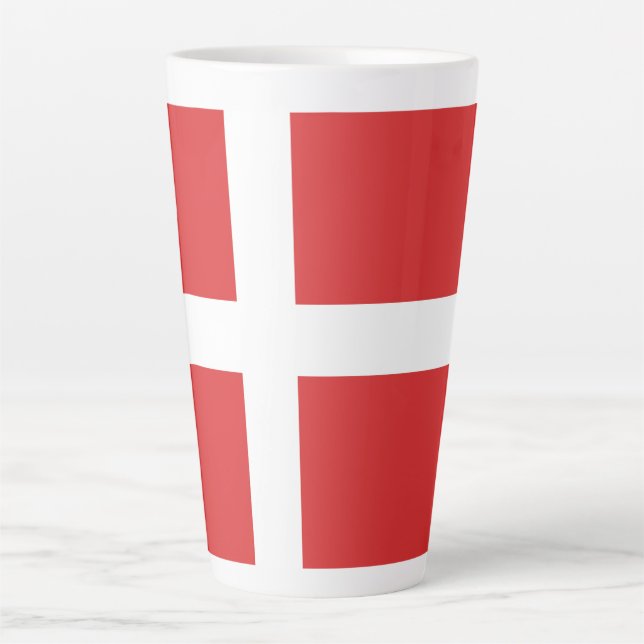 Taza De Café Latte Bandera de Dinamarca (Anverso)