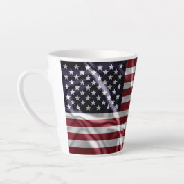 Taza De Café Latte Bandera de EE.UU. personalizada, franjas blancas r