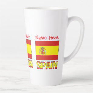 Taza De Café Latte Bandera de España Personalizada Gran Patrimonio