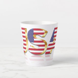 Taza De Café Latte Bandera de Estados Unidos Latte Mug Patriótico Est