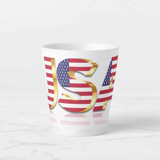 Taza De Café Latte Bandera de Estados Unidos Latte Mug Patriótico Est (Anverso)