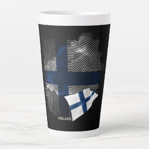 Taza De Café Latte bandera de Finlandia