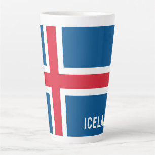Taza De Café Latte Bandera de Islandia
