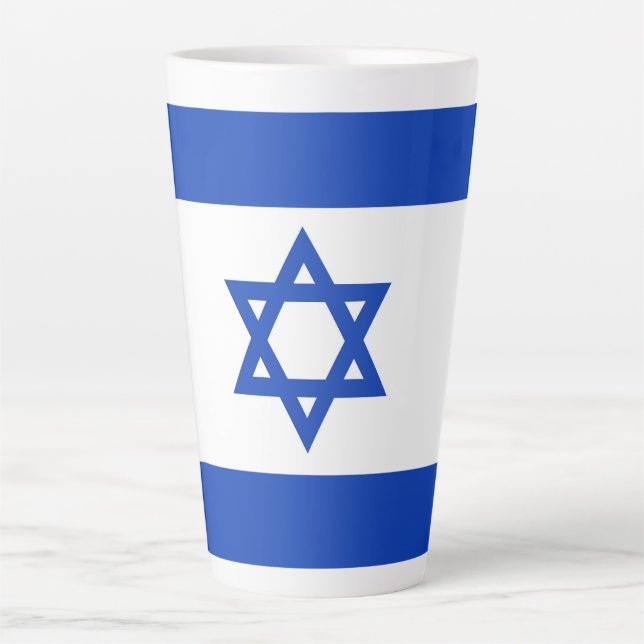 Taza De Café Latte Bandera de Israel (Anverso)
