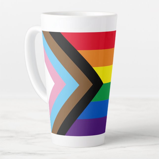 Taza De Café Latte Bandera de la diversidad gay inclusiva arco iris L (Ángulo izquierdo)