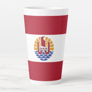 Taza De Café Latte bandera de la Polinesia Francesa
