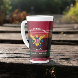 Taza De Café Latte Bandera de las Islas Vírgenes Santa Cruz