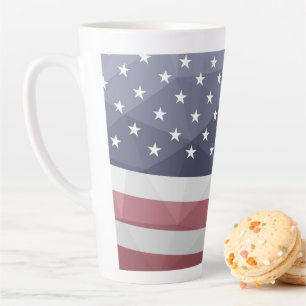 Taza De Café Latte Bandera de los Estados Unidos Lápiz rojo blanco az