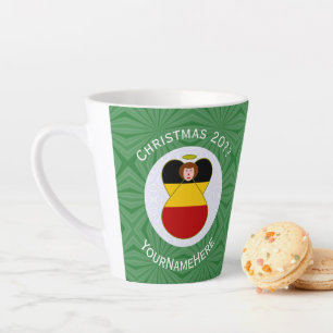 Taza De Café Latte Bandera de Navidad Personalizada de Ángel Alemán