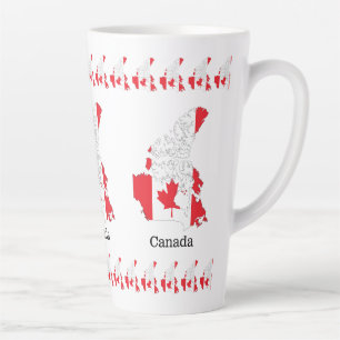 Taza De Café Latte Bandera de orgullo canadiense dentro del mapa