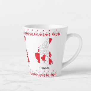 Taza De Café Latte Bandera de orgullo canadiense dentro del mapa