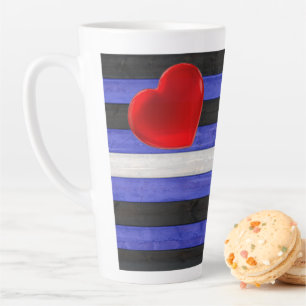 Taza De Café Latte bandera de orgullo de cuero de SlipperyJoe's negro