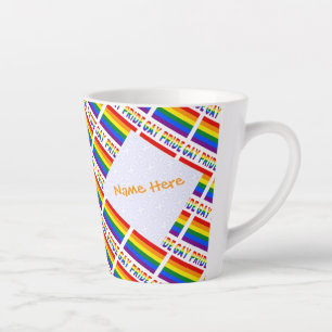 Taza De Café Latte Bandera de Orgullo Gay LGBTQ Azulejada Pequeña