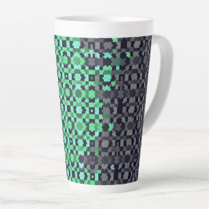 Taza De Café Latte Bandera de orgullo Neutrois abstracta pixelada tri