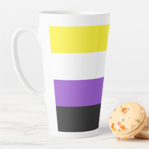 Taza De Café Latte Bandera de orgullo no binario de SlipperyJoe's ama