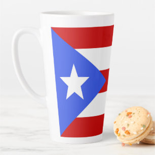 Taza De Café Latte Bandera de Puerto Rico