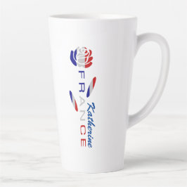Taza De Café Latte Bandera de Rosa francesa personalizada