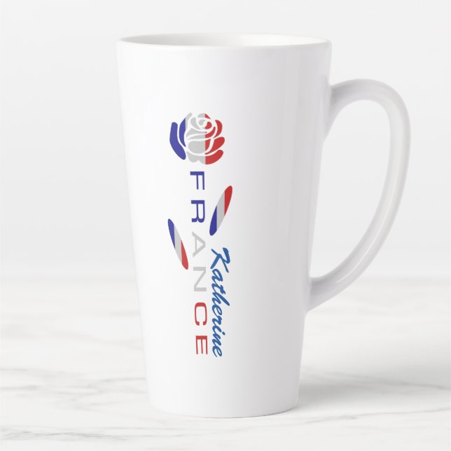 Taza De Café Latte Bandera de Rosa francesa personalizada (Derecha)