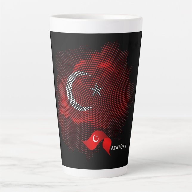 Taza De Café Latte Bandera de Turquía (Anverso)