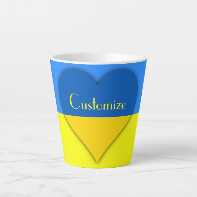 Taza De Café Latte Bandera de Ucrania azul Thunder_Cove  (Anverso)