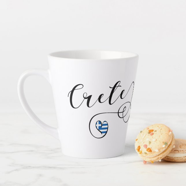 Taza De Café Latte Bandera del Corazón de Creta, Grecia, Creta (In situ)