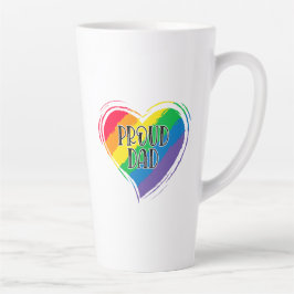 Taza De Café Latte Bandera del Corazón del Arcoiris Orgulloso Papá Or