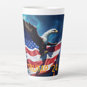 Taza De Café Latte Bandera estadounidense Águila estadounidense TRUMP