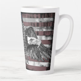 Taza De Café Latte Bandera estadounidense Bald Eagle Estados Unidos