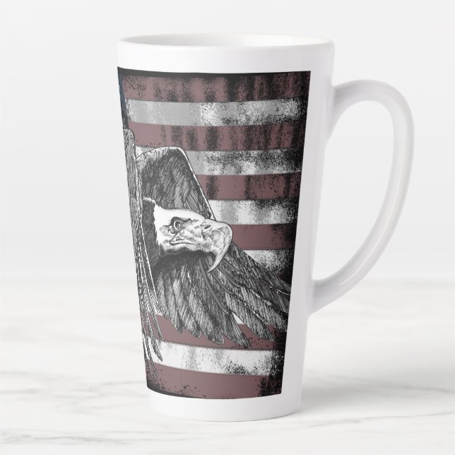 Taza De Café Latte Bandera estadounidense Bald Eagle Estados Unidos (Derecha)