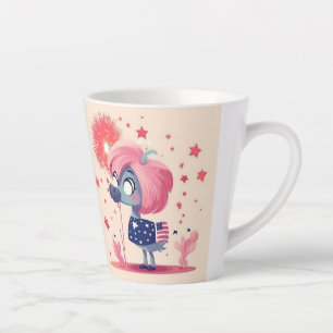 Taza De Café Latte Bandera estadounidense con Personalizado Flamingo-