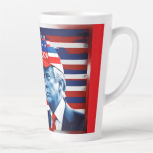 Taza De Café Latte Bandera estadounidense Donald Trump 2024