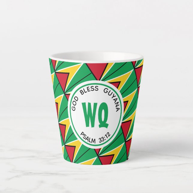 Taza De Café Latte BANDERA GUYANA Personalizable patriótico guyanés (Anverso)