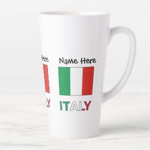 Taza De Café Latte Bandera italiana con su nombre