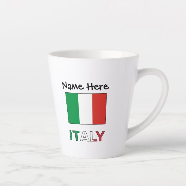 Taza De Café Latte Bandera italiana con su nombre (Derecha)