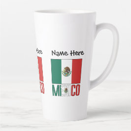 Taza De Café Latte Bandera mexicana personalizada