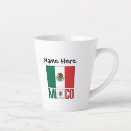 Taza De Café Latte Bandera mexicana personalizada