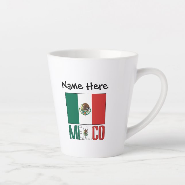 Taza De Café Latte Bandera mexicana personalizada (Derecha)