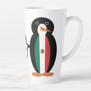Taza De Café Latte Bandera Mexicana Pingüino Grande Hablando