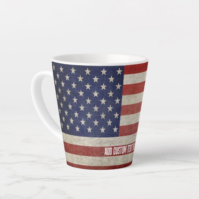 Taza De Café Latte Bandera norteamericana deprimida y angustiada (Ángulo izquierdo)