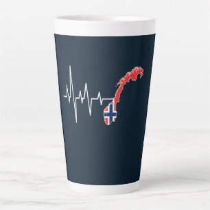 Taza De Café Latte Bandera noruega bandera de Noruega latido del cora