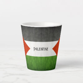 Taza De Café Latte Bandera Palestina ondulada destruida Latte Mug